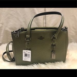COACH Stanton Metallic Green Crossbody Purse/Bag